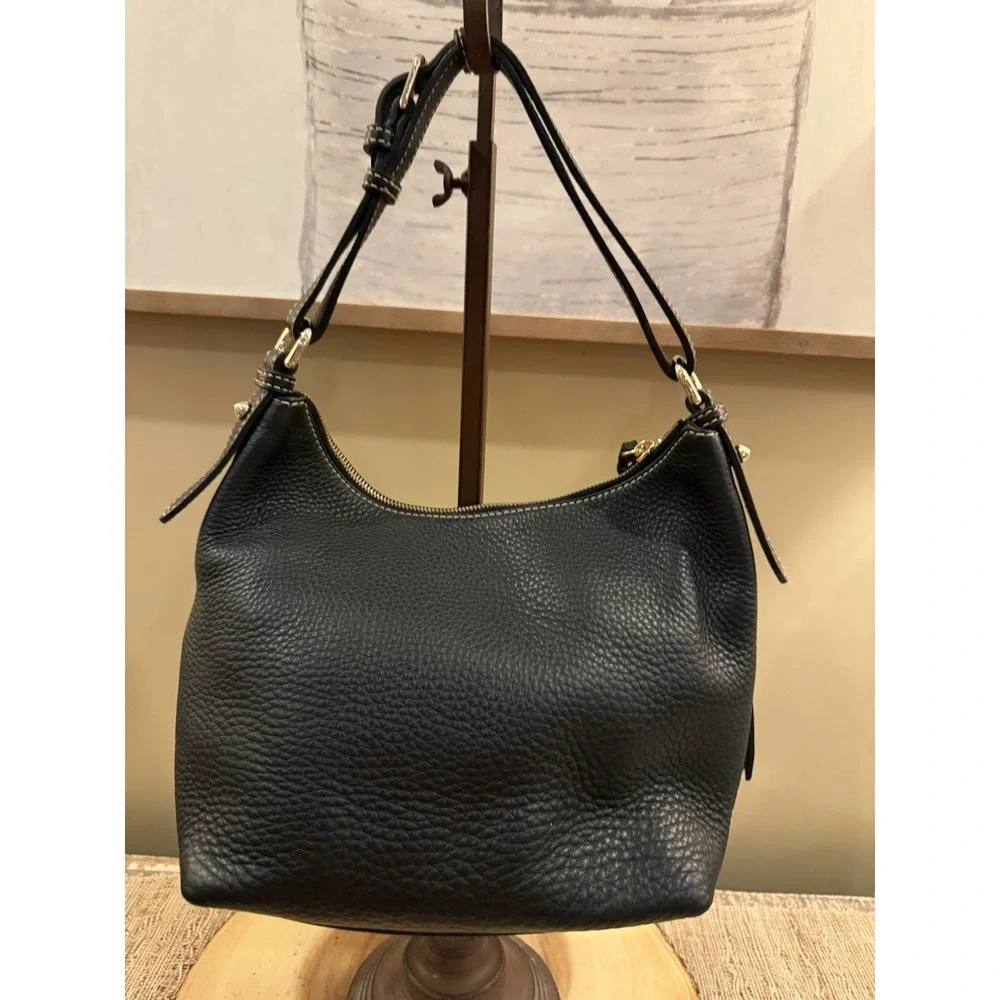 Dooney & Bourke Dillen Double Pocket Black Pebbled Leather‎ Hobo Bag & Wallet